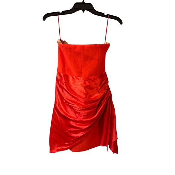 Cinq À Sept Kennith Silk-Trim Mini Dress in Cherry Tomato Women's Sz 6 - Picture 8 of 8